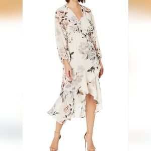 Taylor Brand Womens Floral Chiffon Maxi Dress Size 4